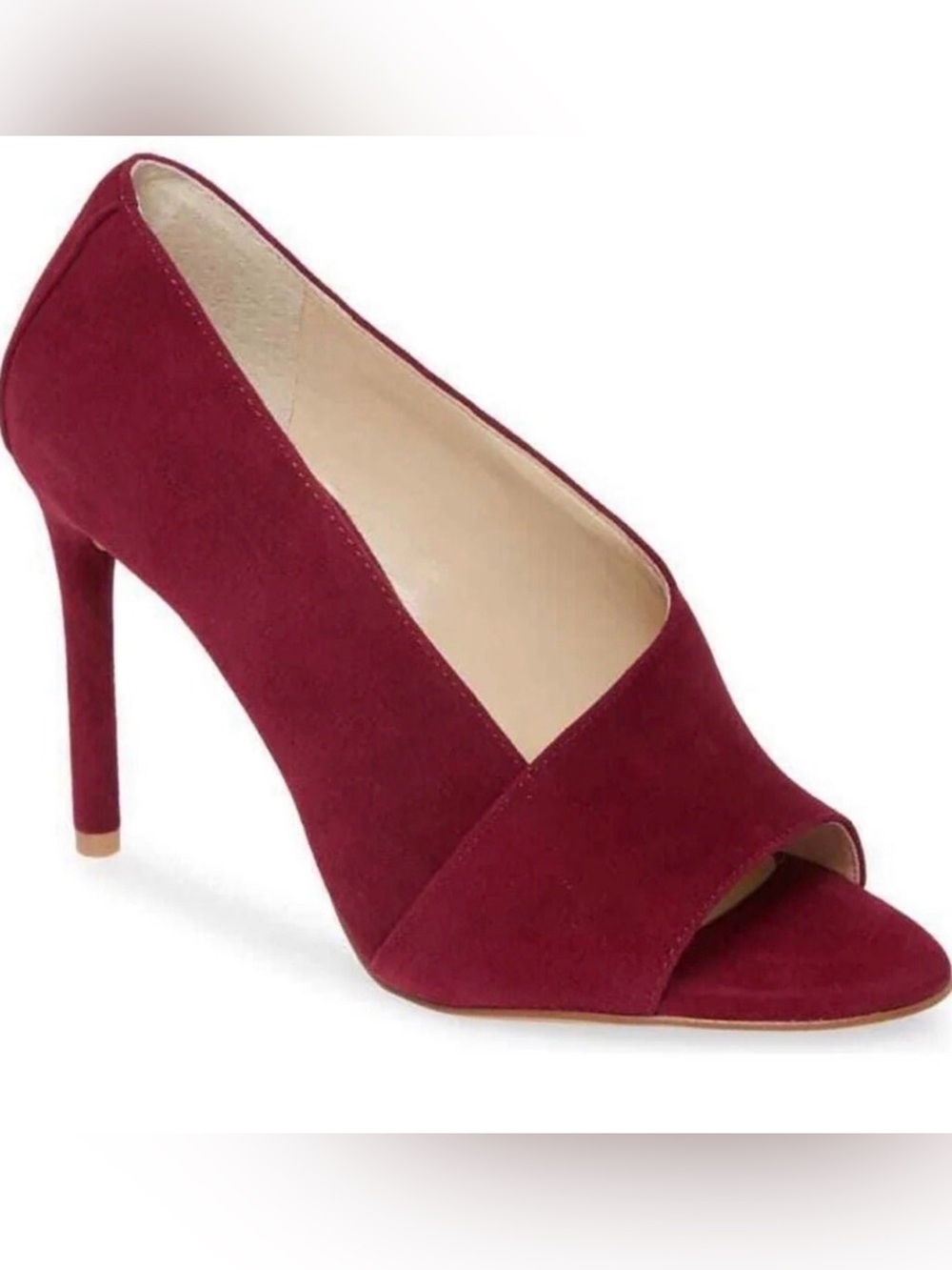 NEW Vince Camuto Burgundy Suede Open-Toe Stiletto Pumps